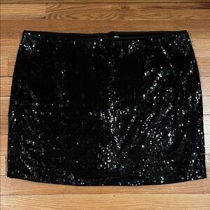 White House Black Market Black Sequin Mini Skirt size XL